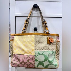 Coach patchwork Multi-Color Canvas Tote Bag - Pastel.unicorn alert! Rare!